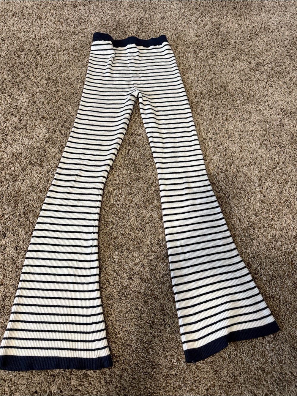 art class Cream and Navy Striped Flare Knit Pants